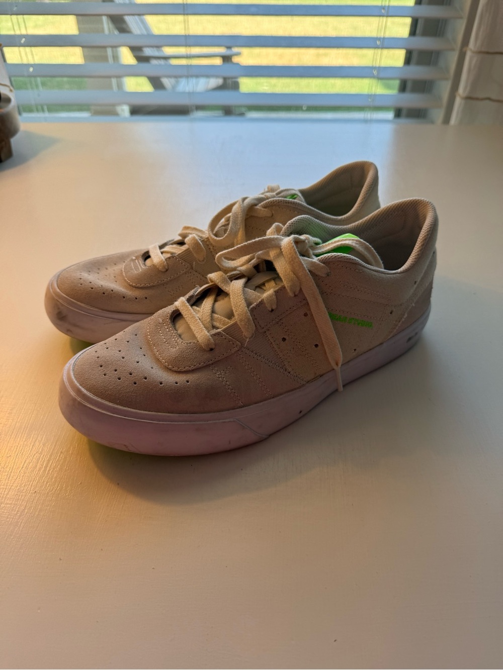 Jordan .05 Dear Studio Women's Beige Sneakers with Neon Green Accent